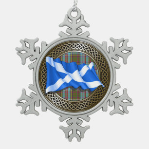 Clan Anderson Tartan Knot & Flag Schneeflocken Zinn-Ornament