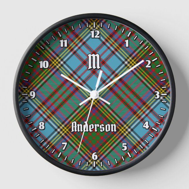 Clan Anderson Tartan Large Clock Uhr (Vorderseite)