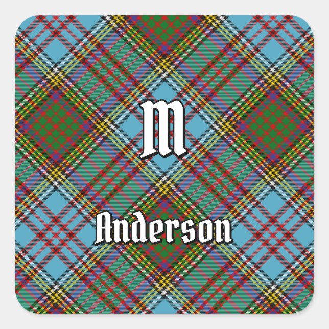 Clan Anderson Tartan Square Sticker (Vorderseite)