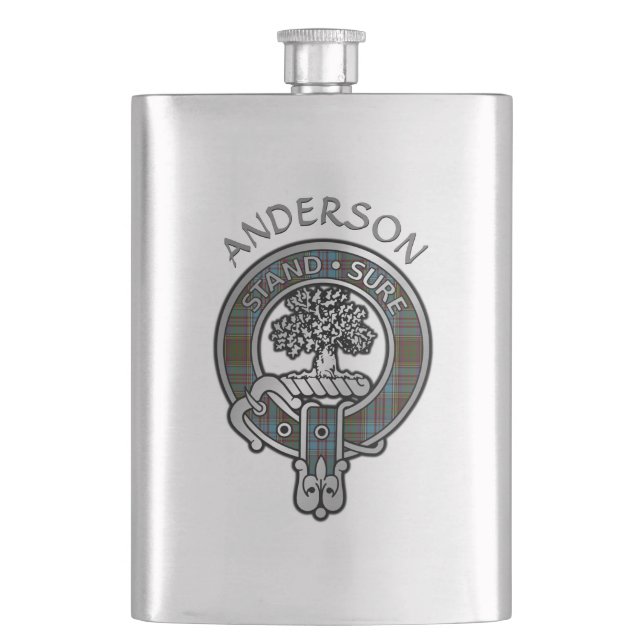 Clan Anderson Wappen & Tartan Flask Flachmann (Vorderseite)