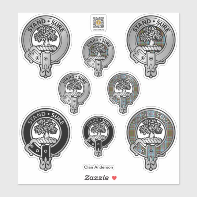 Clan Anderson Wappen & Tartan Sticker (Blatt)