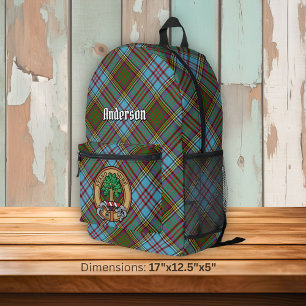 Clan Anderson Wappen über Tartan Bedruckter Rucksack