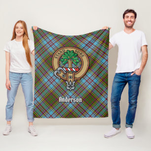 Clan Anderson Wappen über Tartan Fleecedecke