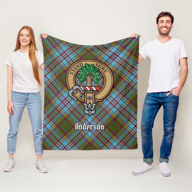 Clan Anderson Wappen über Tartan Fleecedecke (Beispiel)