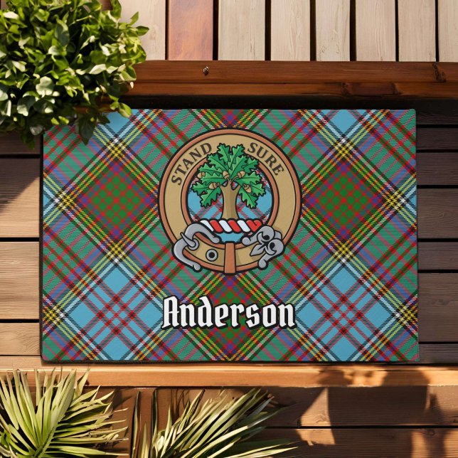 Clan Anderson Wappen über Tartan Fußmatte (Von Creator hochgeladen)