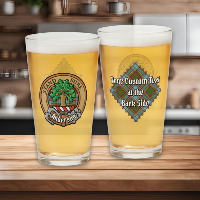 Clan Anderson Wappen über Tartan Glas (Von Creator hochgeladen)