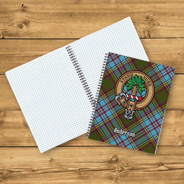Clan Anderson Wappen über Tartan Notizbuch (Von Creator hochgeladen)