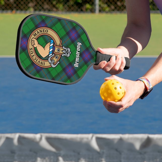 Clan Armstrong Crest over Tartan Keychain Pickleball Schläger (InSitu)