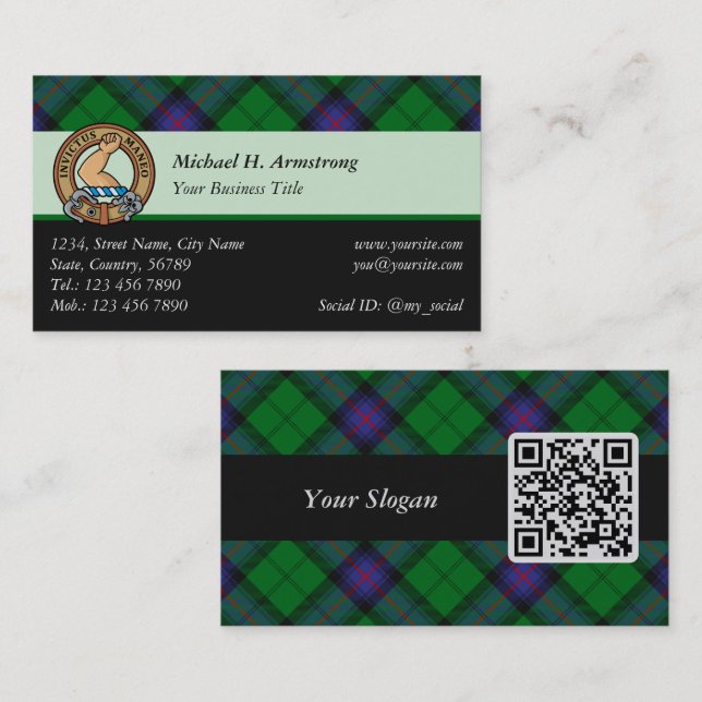 Clan Armstrong Tartan Business Card Visitenkarte (Vorne/Hinten)