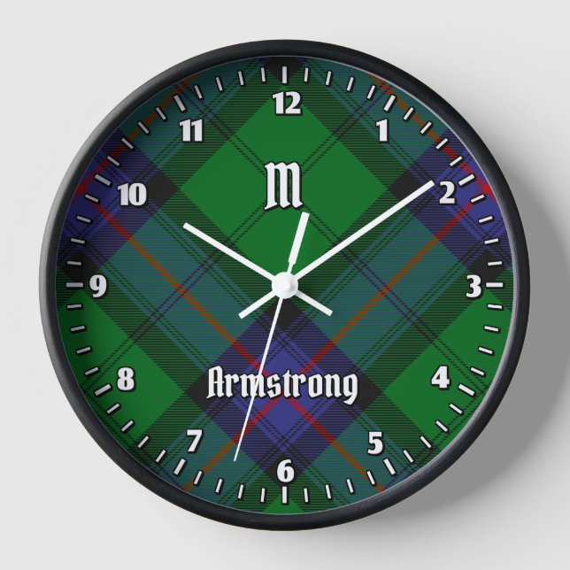 Clan Armstrong Tartan Large Clock Uhr (Vorderseite)