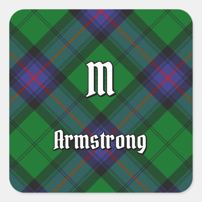 Clan Armstrong Tartan Square Sticker (Vorderseite)