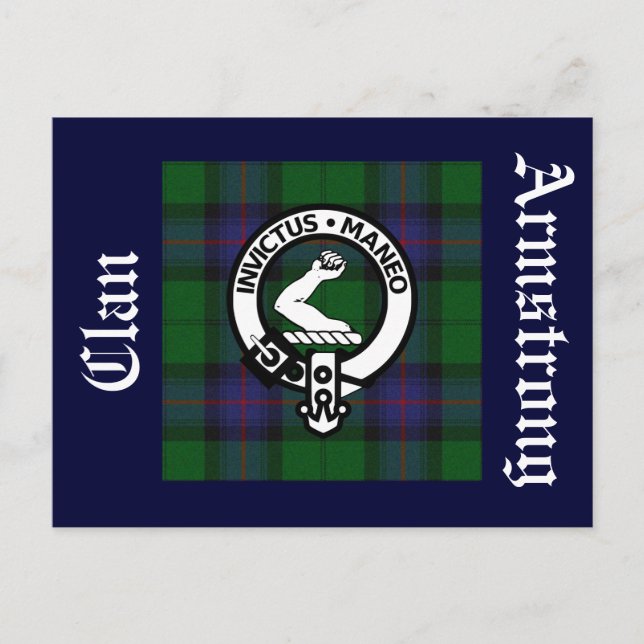 Clan Armstrong Tartan & Wappen Abzeichen Postkarte (Vorderseite)