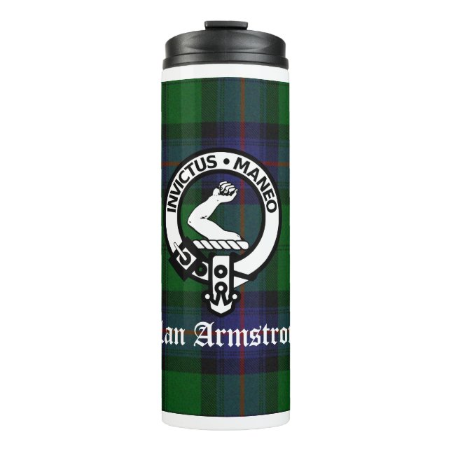 Clan Armstrong Tartan & Wappen Abzeichen Thermosbecher (Vorderseite)