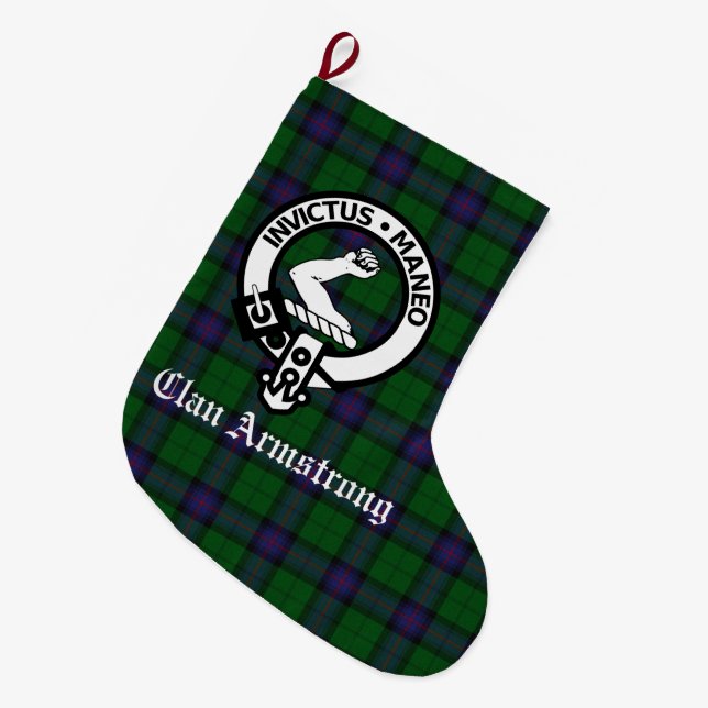 Clan Armstrong Wappen Abzeichen Tartan Großer Weihnachtsstrumpf (Vorderansicht (hängend))