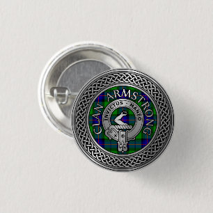Clan Armstrong Wappen & Tartan Knot Button