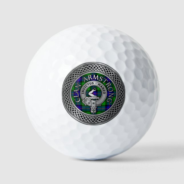 Clan Armstrong Wappen & Tartan Knot Golfball (Vorderseite)