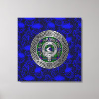Clan Armstrong Wappen & Tartan Knot on Thistle
