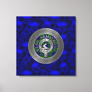 Clan Armstrong Wappen & Tartan Knot on Thistle Leinwanddruck