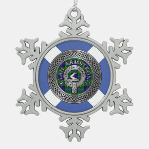 Clan Armstrong Wappen & Tartan Knot Schneeflocken Zinn-Ornament