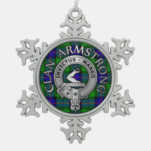 Clan Armstrong Wappen & Tartan Schneeflocken Zinn-Ornament