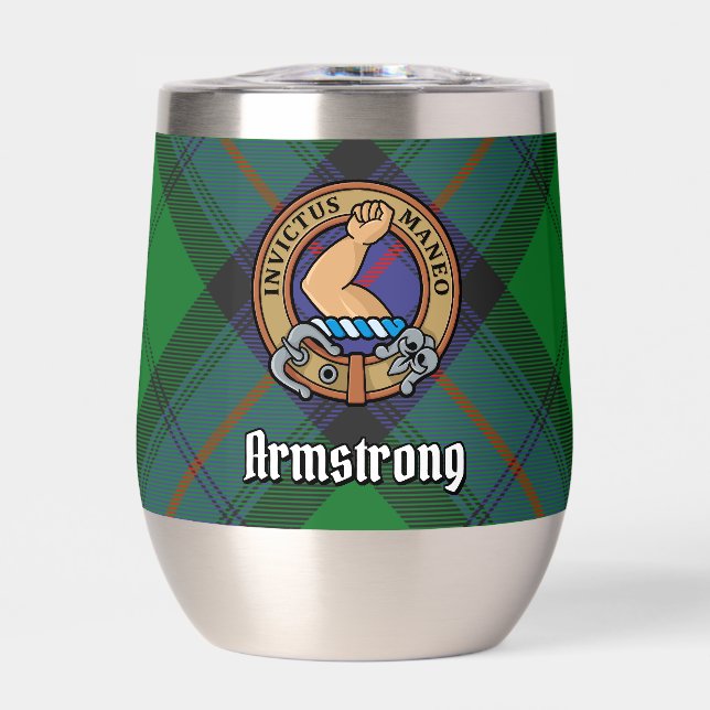 Clan Armstrong Wappen über Tartan (Vorderseite)