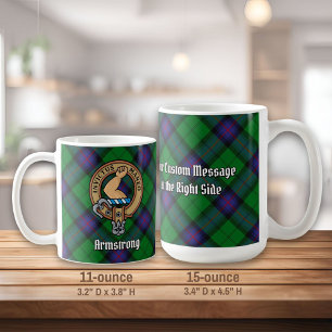 Clan Armstrong Wappen über Tartan Kaffeetasse
