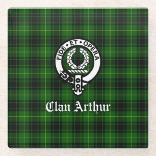 Clan Arthur / MacArthur Wappen & Tartan Glasuntersetzer