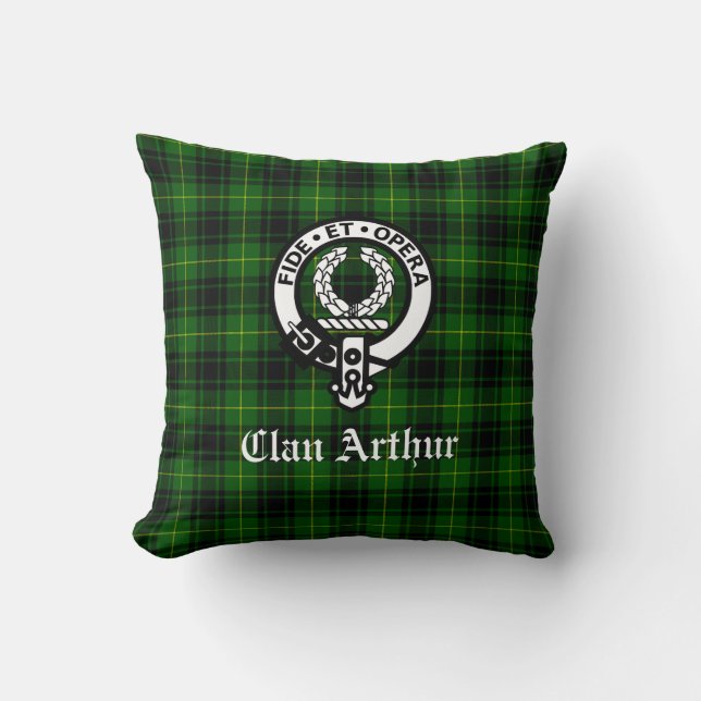 Clan Arthur / MacArthur Wappen & Tartan Kissen (Vorderseite)
