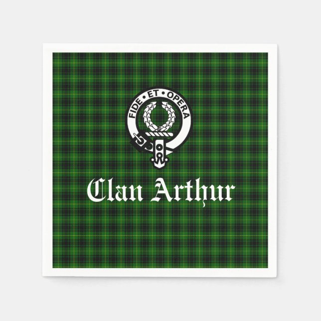 Clan Arthur / MacArthur Wappen & Tartan Serviette (Vorderseite)