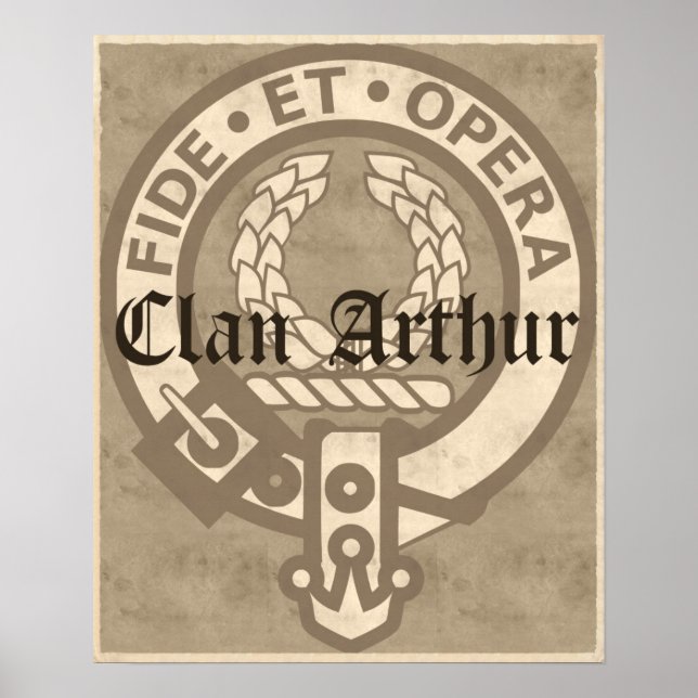 Clan Arthur Wappen Abzeichen Sepia Poster (Vorne)