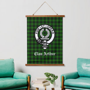 Clan Arthur Wappen Abzeichen & Tartan Wandteppich Mit Holzrahmen