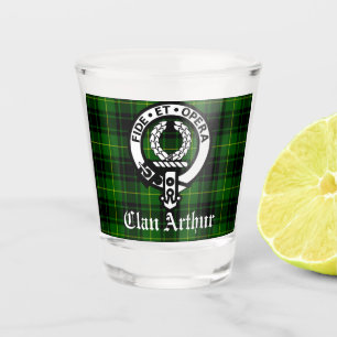 Clan Arthur Wappenabzeichen & Tartan Schnapsglas