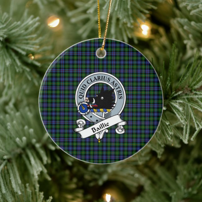 Clan Baillie Jagd Abzeichen Tartan Kariert Keramik Ornament (Baum)