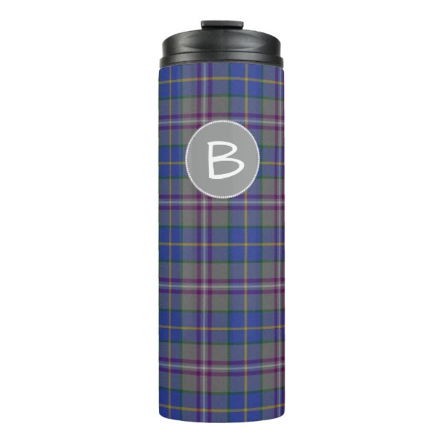 Clan Baird Kariert Mit Monogramm Thermal Tumbler Thermosbecher (Vorderseite)