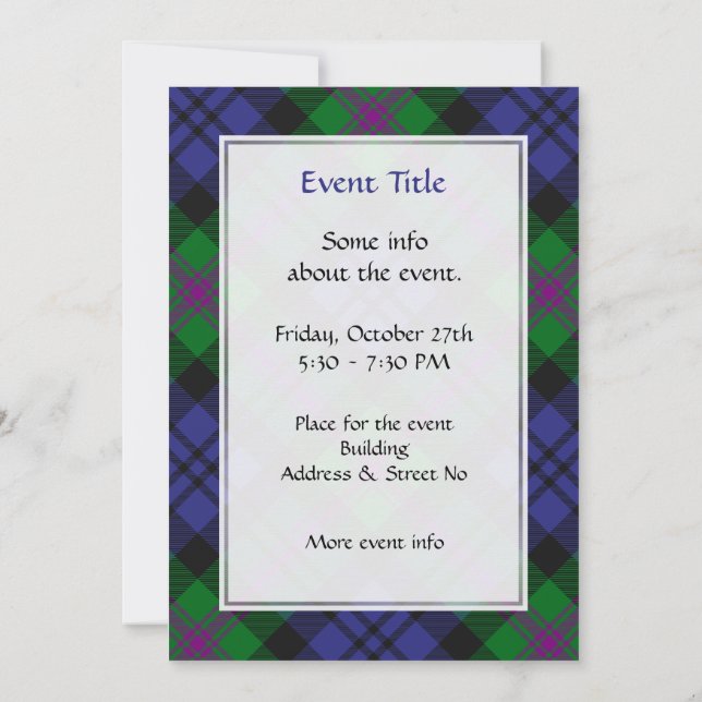 Clan Baird Tartan Einladung (Rückseite)
