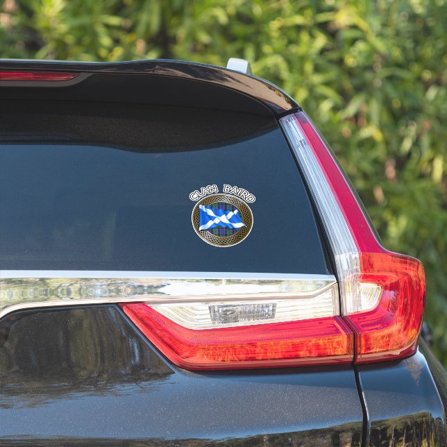 Clan Baird Tartan Knot & Flag Aufkleber (Auto Seite)
