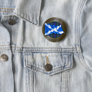 Clan Baird Tartan Knot & Flagge Button