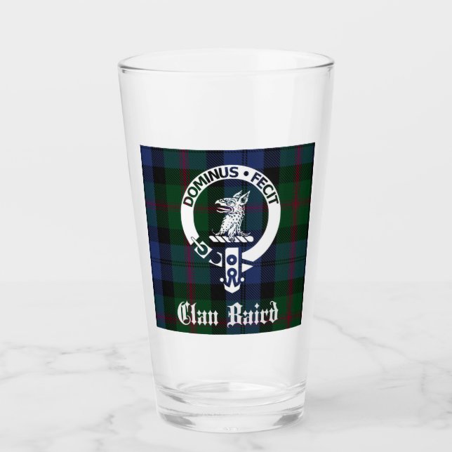 Clan Baird Wappen Abzeichen & Tartan Glas (Vorderseite)