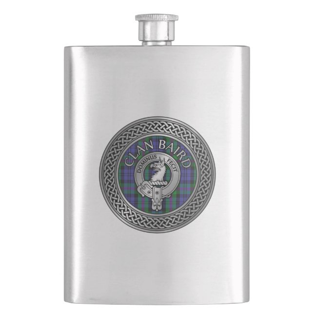 Clan Baird Wappen & Tartan Knot Flachmann (Vorderseite)