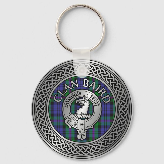 Clan Baird Wappen & Tartan Knot Schlüsselanhänger (Vorderseite)