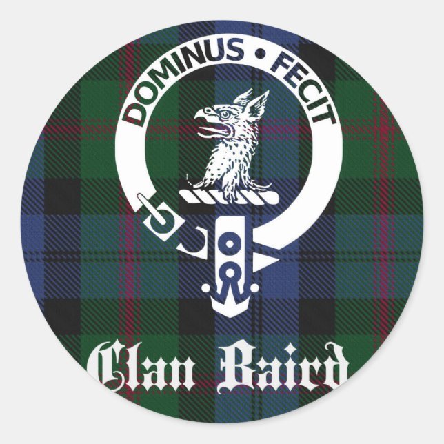 Clan Baird Wappen Tartan Runder Aufkleber (Vorderseite)