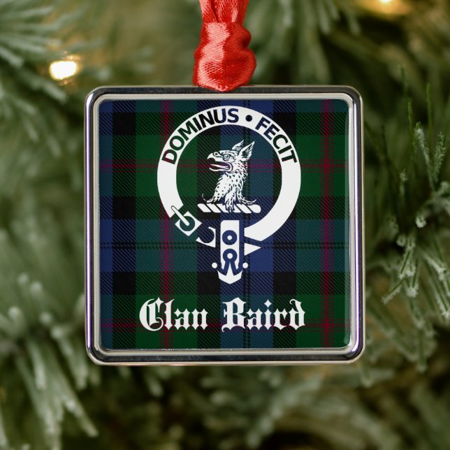 Clan Baird Wappen Tartan Silbernes Ornament (Baum)