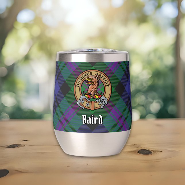 Clan Baird Wappen über Tartan (Von Creator hochgeladen)