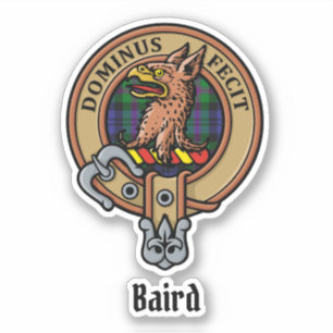 Clan Baird-Wappen über Tartan Aufkleber
