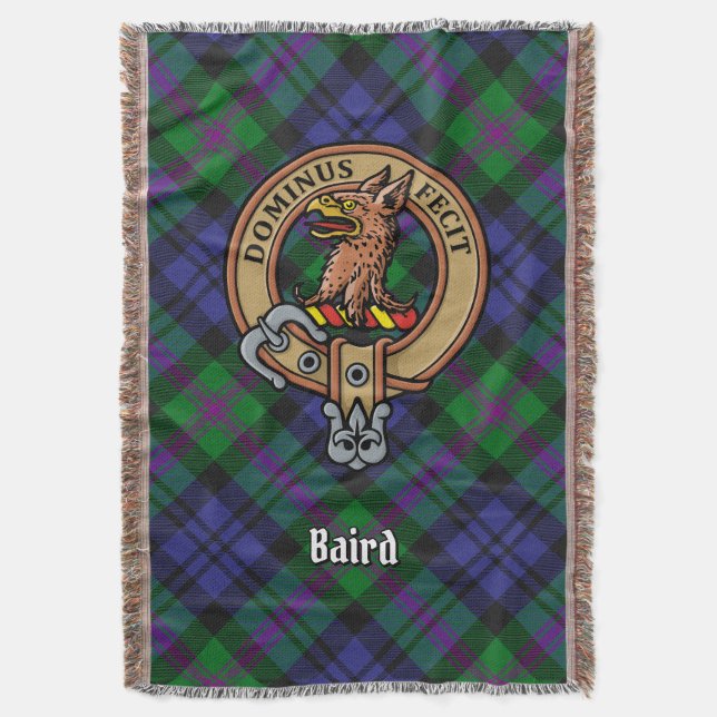 Clan Baird-Wappen über Tartan Decke (Vorderseite Vertikal)
