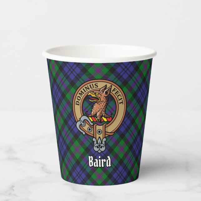 Clan Baird Wappen über Tartan Pappbecher (Vorderseite)