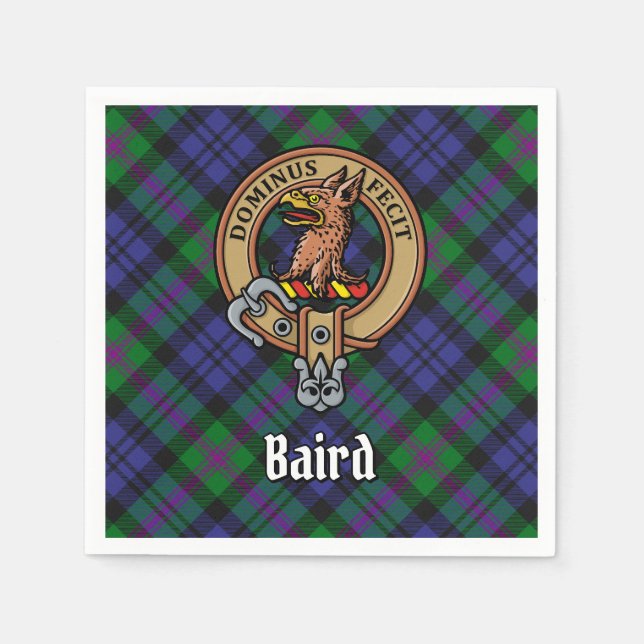 Clan Baird Wappen über Tartan Serviette (Vorderseite)