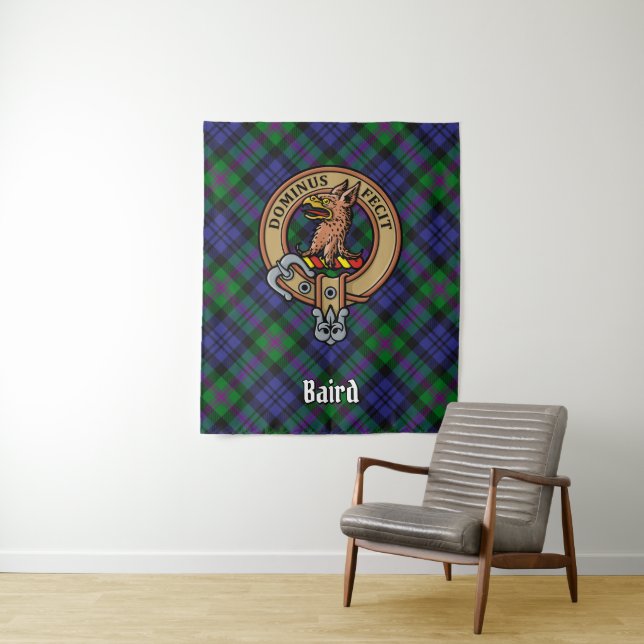 Clan Baird Wappen über Tartan Wandteppich (Beispiel)