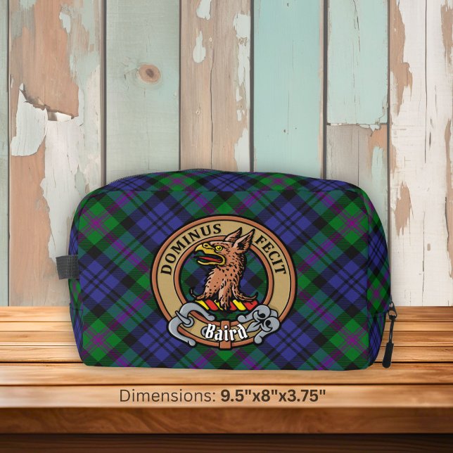 Clan Baird-Wappen über Tartan Waschbeutel (Von Creator hochgeladen)
