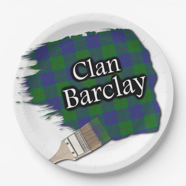 Clan Barclay Scottish Tartan Paint Brush Pappteller (Vorderseite)